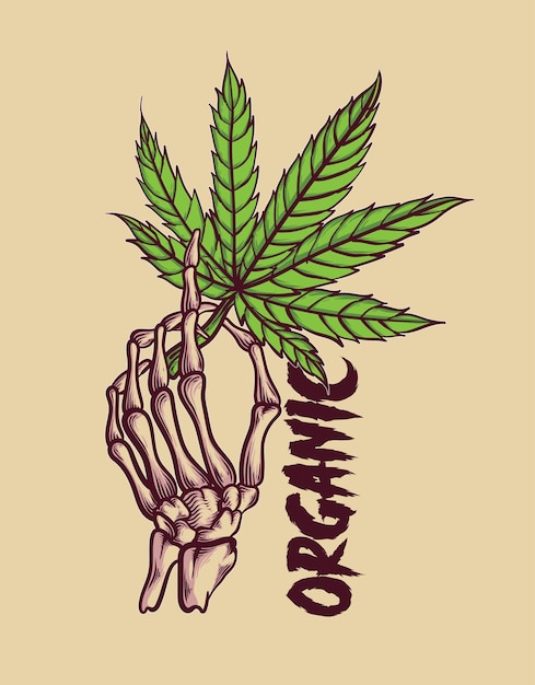 Vetor ilustração de mão de maconha para seu logotipo de trabalho, adesivo de camiseta e pôster de cartão de felicitações