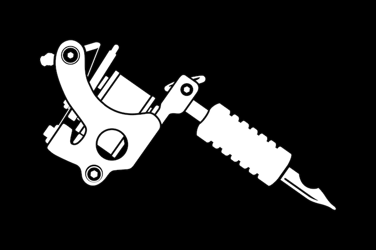 Ilustração de máquina de tatuagem moderna em design vetorial preto e branco