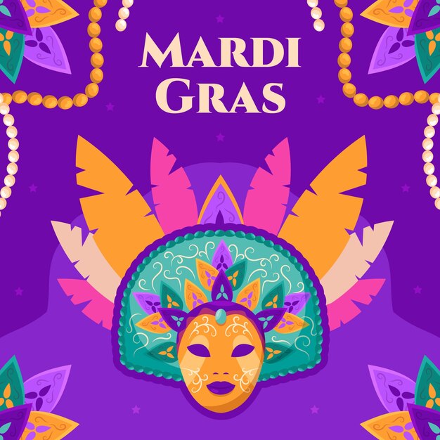 Vetor ilustração de mardi gras plano