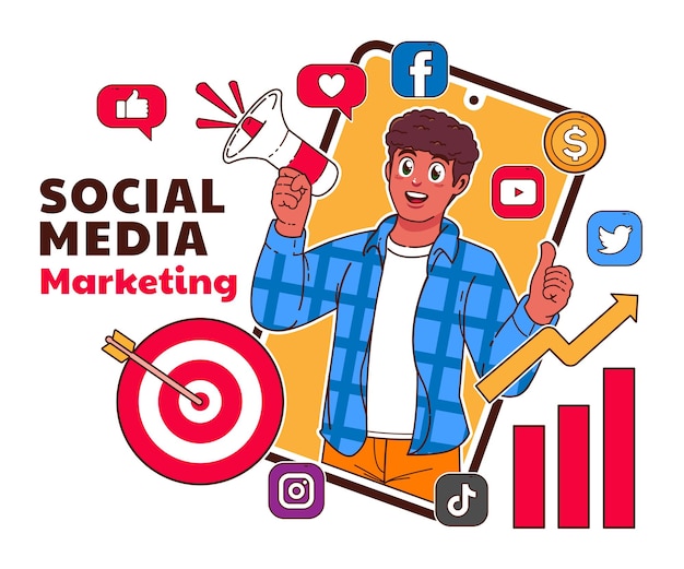 Vetor ilustração de marketing de mídia social