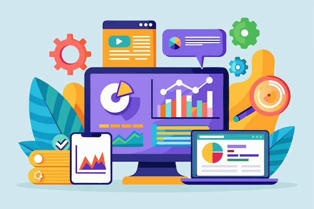 Ilustração de Marketing Digital de Estilo Plano com Teste AB