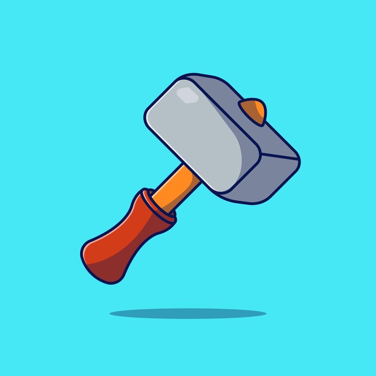 Vetor ilustração de martelo martelo para ilustração de trabalho de construção símbolo de ícone de martelo de desenho animado