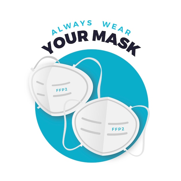 Ilustração de máscara facial ffp2 plana