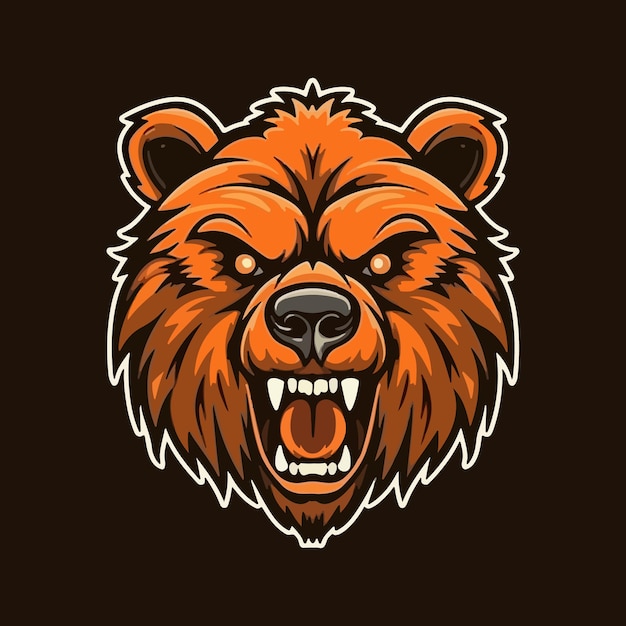 Vetor ilustração de mascote de cabeça de urso com raiva