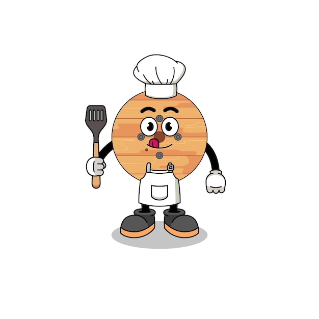 ilustração de mascote de chef de tambor de cabo de madeira