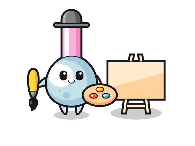 Vetor ilustração de mascote de cotonete como pintor, design de estilo bonito para camiseta, adesivo, elemento de logotipo