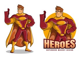 Ilustração de mascote de desenho animado de super-herói