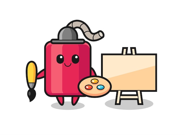 Ilustração de mascote de dinamite como pintor, design de estilo bonito para camiseta, adesivo, elemento de logotipo