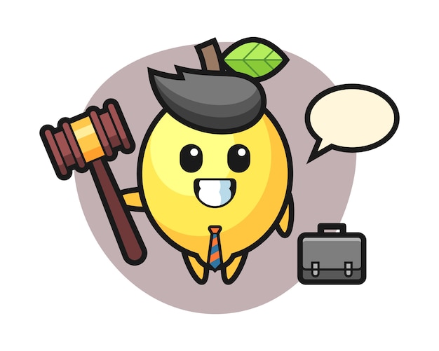 Ilustração de mascote de limão como advogado