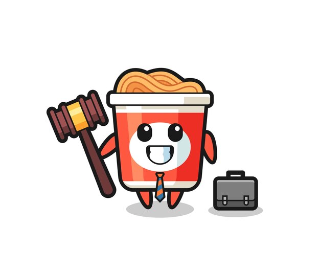 Ilustração de mascote de macarrão instantâneo como advogado