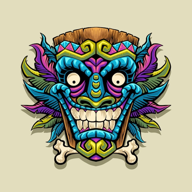 ilustração de mascote de máscara de tiki