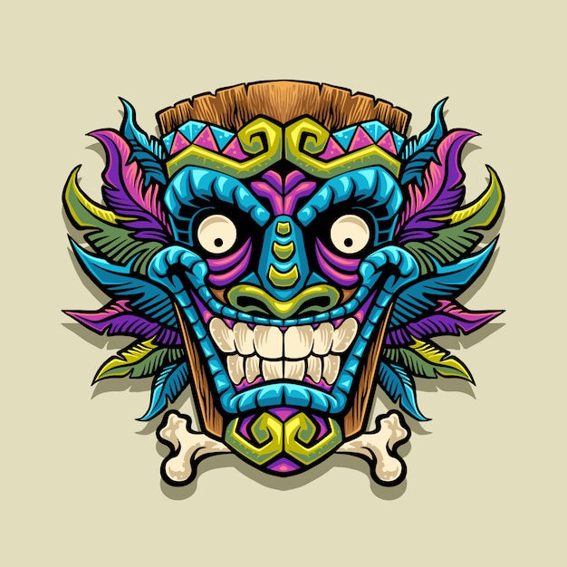 Ilustração de mascote de máscara de tiki