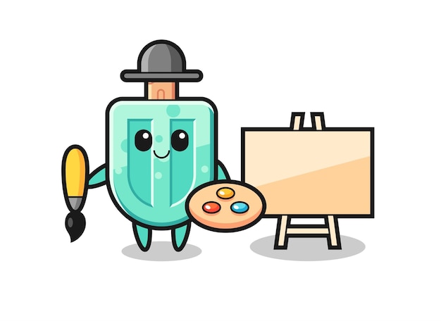 Ilustração de mascote de picolés como um desenho bonito de pintor