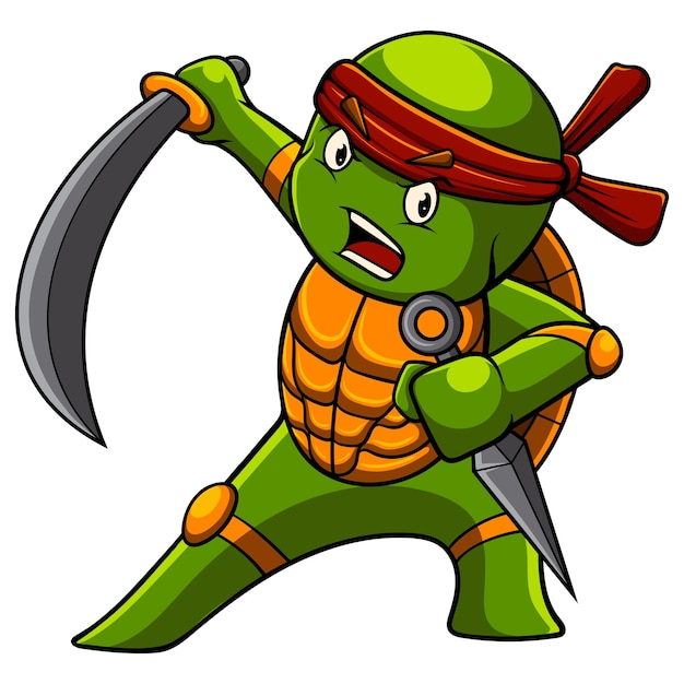 Ilustração de mascote de tartaruga com vetor de estoque de qualidade premium