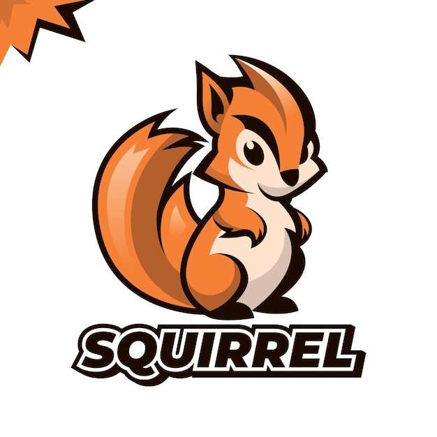 Ilustração de mascote do logotipo do esquilo mascote de esquilo brincalhão com expressão curiosa com cauda espessa