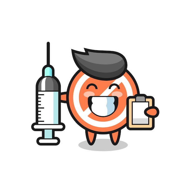 Ilustração de mascote do sinal de pare como médico, design de estilo fofo para camiseta, adesivo, elemento de logotipo