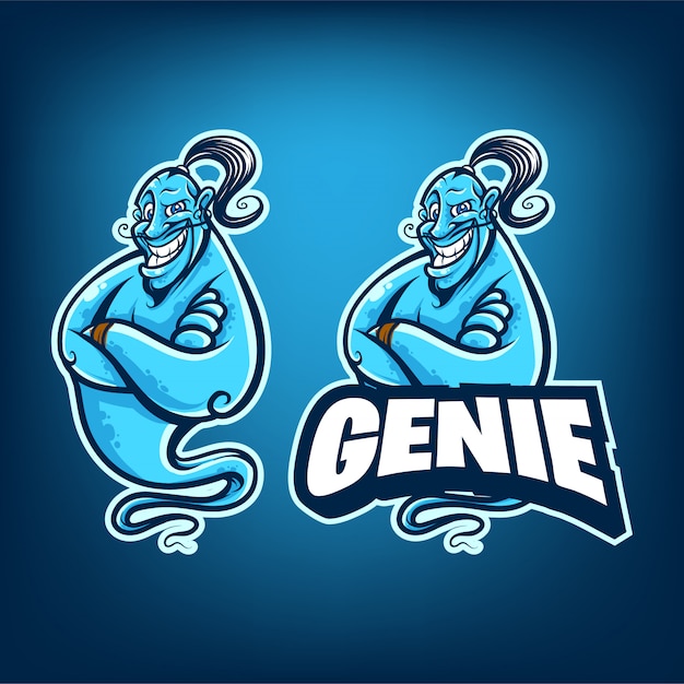 Vetor ilustração de mascote gênio para esportes e esports logo isolado em fundo azul escuro
