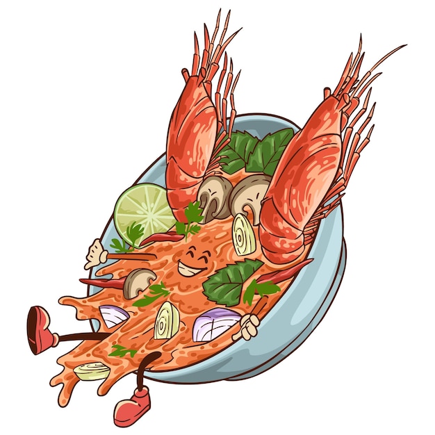 ilustração de mascote tom yum