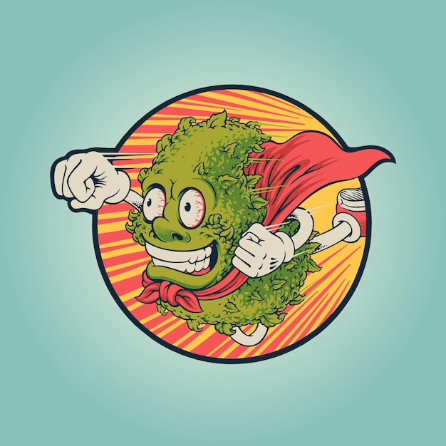 Ilustração de mascote voador super kush