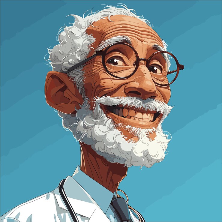 Vetor ilustração de médico de desenho animado com características realistas