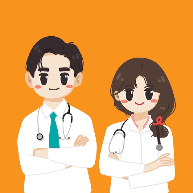 ilustração de médicos bonitos dos desenhos animados