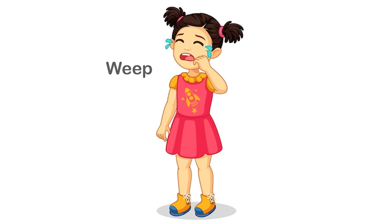 Vetor ilustração de menina bonita chorando