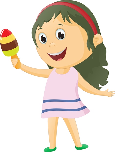 ilustração de menina bonitinha com sorvete