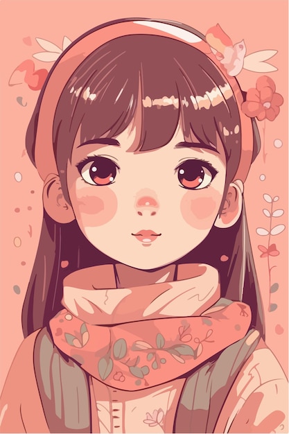 ilustração de menina bonitinha kawaii cores planas ilustração vetorial arte digital Anime isolado