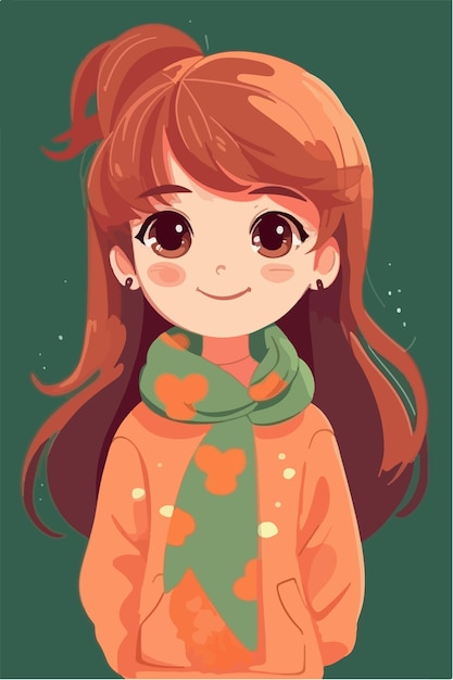 Ilustração de menina bonitinha kawaii cores planas ilustração vetorial arte digital anime isolado