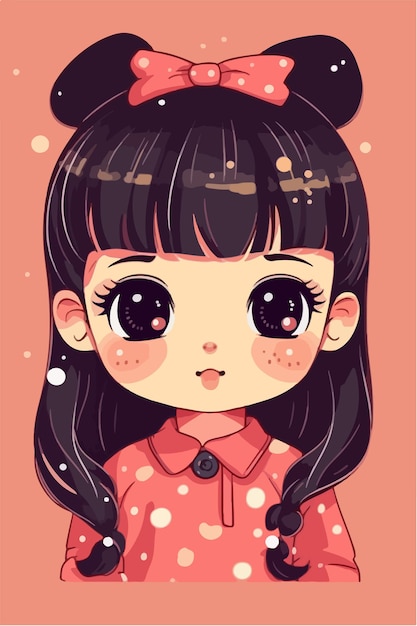 Personagem de garotas kawaii fofas coreanas em ilustração de