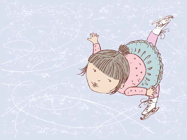 Ilustração de menina bonitinha patinando