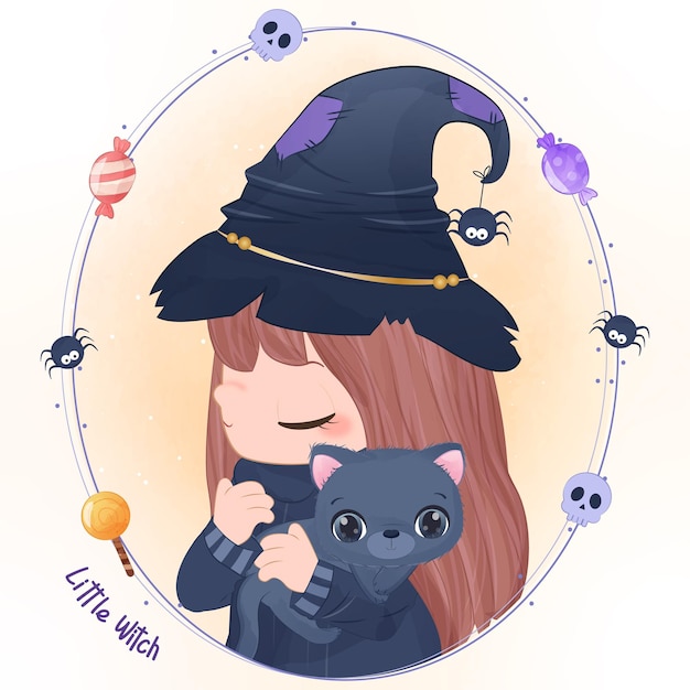 Ilustração de menina da série Halloween