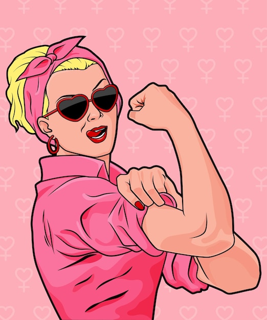 Vetor ilustração de menina em fundo rosa