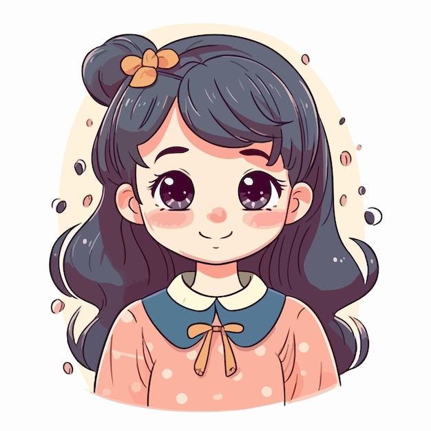 ilustração de menina kawaii cores planas ilustração vetorial arte digital Anime isolado