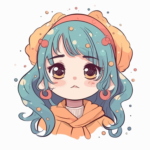 ilustração de menina kawaii cores planas ilustração vetorial arte digital Anime isolado