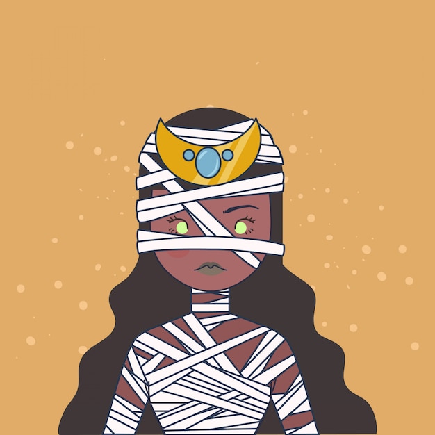 Ilustração de menina múmia.