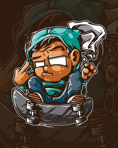 Ilustração de menino de skate
