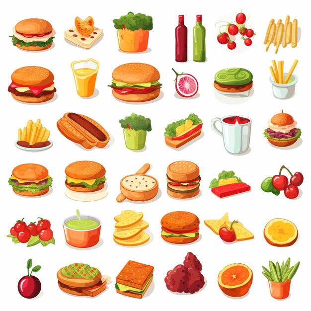 Vetor ilustração de menu vetorial comida refeição de carne restaurante popular conjunto almoço ícone jantar lanche