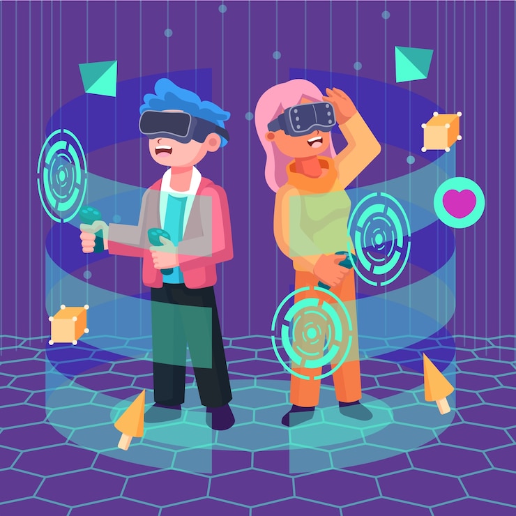 Vetor ilustração de metaverso de design plano desenhado à mão