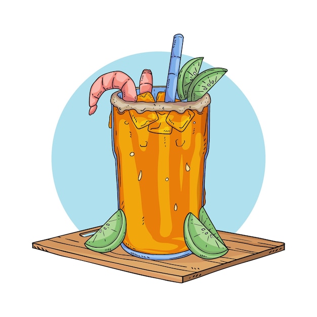 Vetor ilustração de michelada fresca desenhada à mão