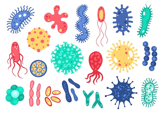Ilustração de microrganismos microscópicos