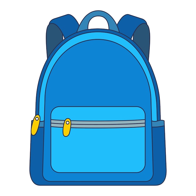 Ilustração de mochila escolar azul isolada em fundo transparente