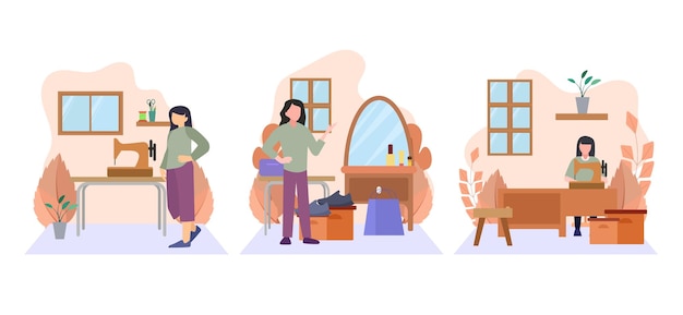 Ilustração de moda de pacote plano