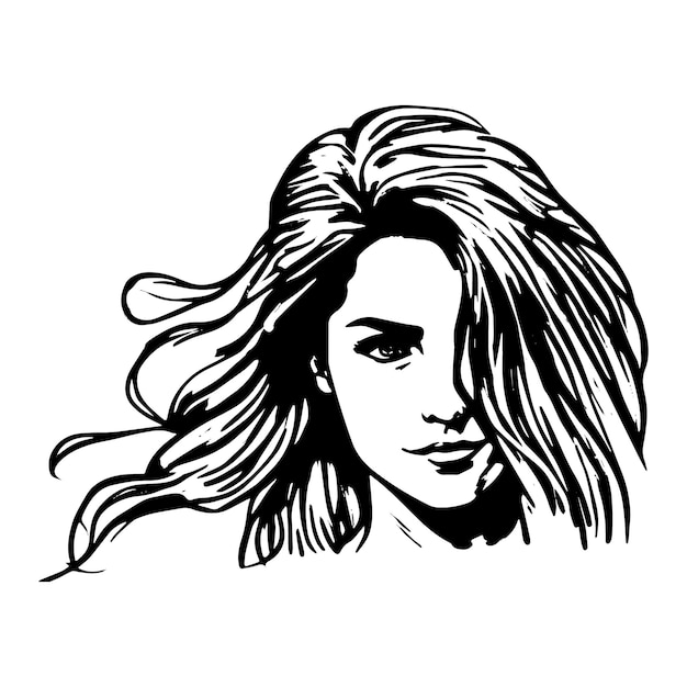 Ilustração de moda de retrato feminino elegante