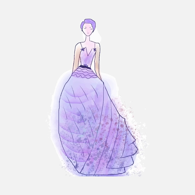 Ilustração de moda em aquarela