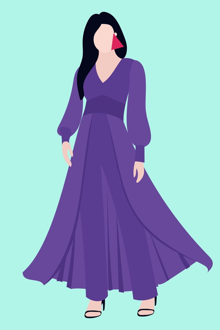 Vetor ilustração de moda vetorial de uma bela jovem em um vestido com calças modelo de moda