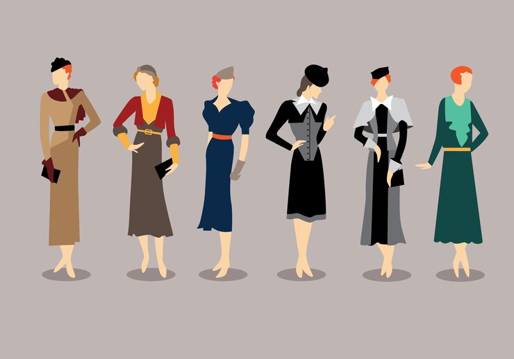 Vetor ilustração de moda vintage estilo feminino dos anos 30