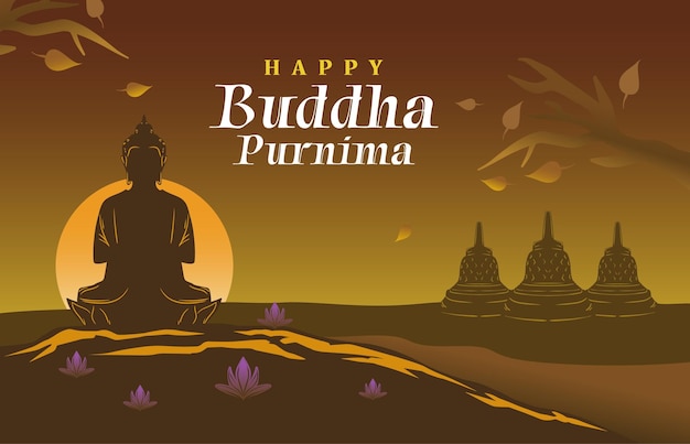 Ilustração de modelo de banner de imagem de buda purnima vetor premium