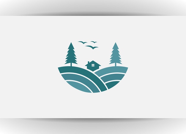 Vetor ilustração de modelo de design de logotipo de alojamento de floresta de pinheiros design de ilustração vetorial de logotipo de cabanas vintage