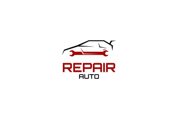 Ilustração de modelo de design de logotipo de reparação de automóveis plana